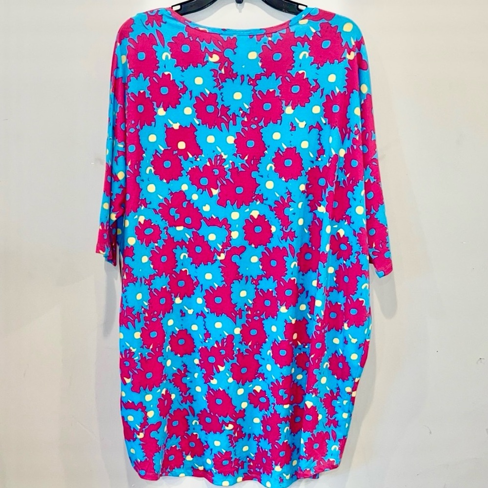 LuLaRoe Women’s Blue and Pink Short Sleeve Floral Irma Tunic Top Size XL NWT - Picture 4 of 9